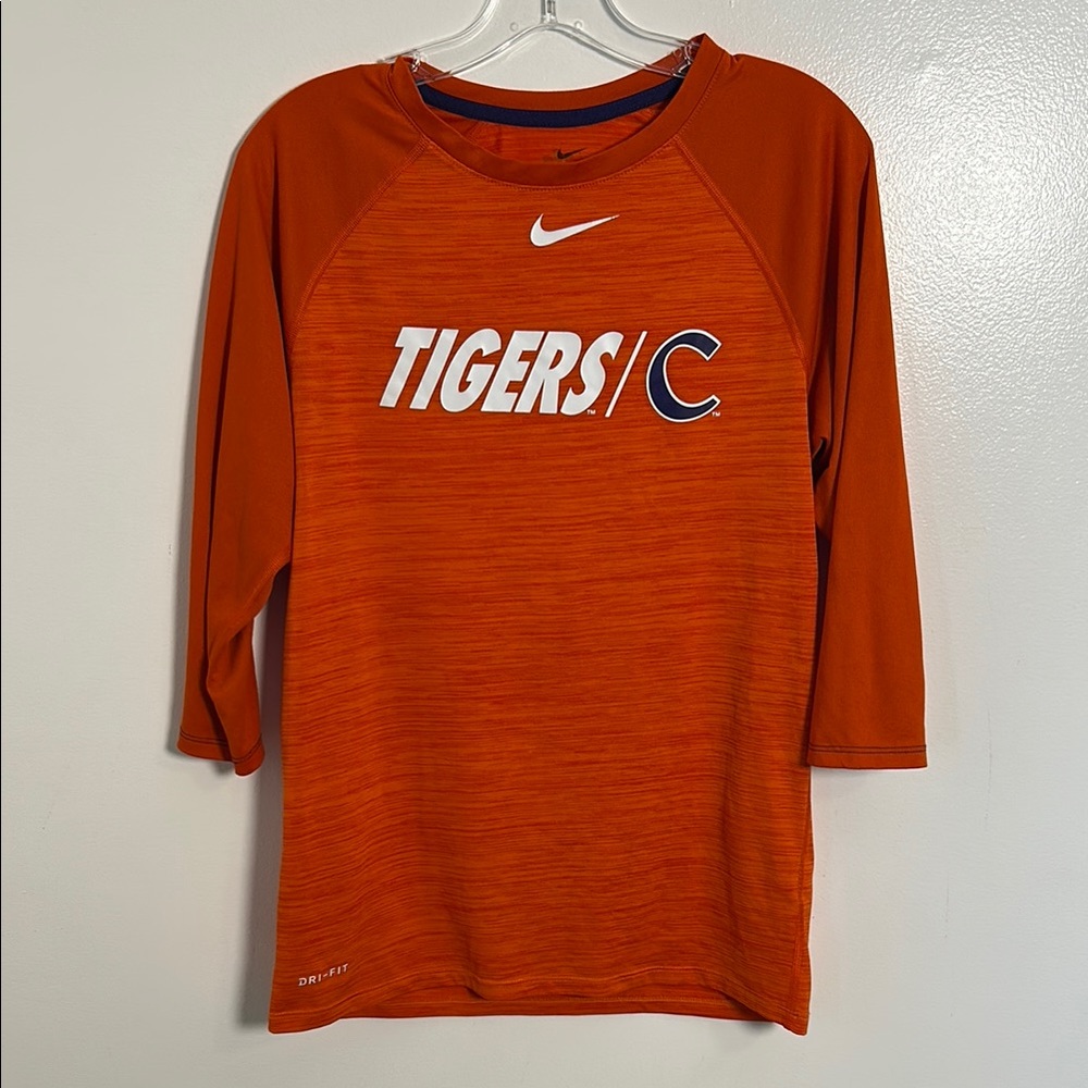 Nike Clemson Tigers 3/4 Sleeves Workout Performance Wear Shirt Size Small Unisex